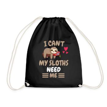 I Can't Animal Funny Gift Sloth - Drawstring Bag - black - Front