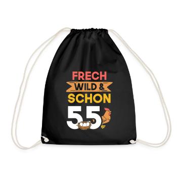 Geschenk 55 Jahre Geburtstag Huhn Hühner - Turnbeutel - Schwarz - Vorne