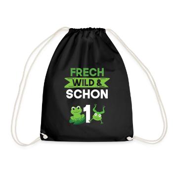 Geschenk 1 Jahr Geburtstag Frosch - Turnbeutel - Schwarz - Vorne