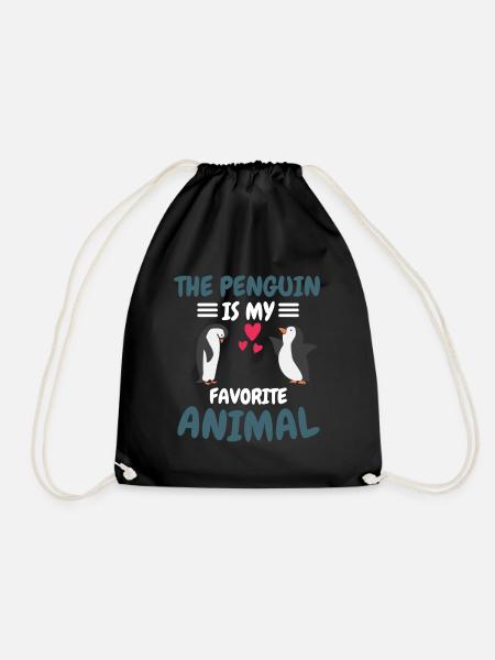 Favorite Animal Zoo Animal Funny Gift Penguin - Drawstring Bag - black