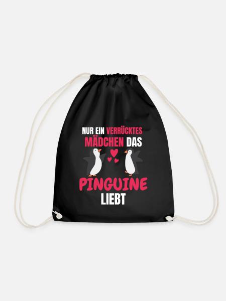 Zoo Tier Vogel Mädchen Lustiges Geschenk Pinguin - Turnbeutel - Schwarz