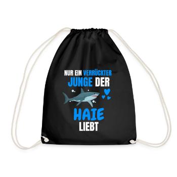 Ozean Tier Jungs Raubtier Lustiges Geschenk Hai - Turnbeutel - Schwarz - Vorne