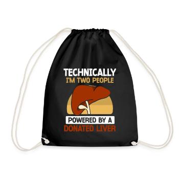 powered by a donated Liver - Turnbeutel - Schwarz - Vorne