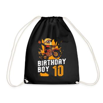 Dirt Bike Motocross 10 Years Old 10th Birthday Boy - Turnbeutel - Schwarz - Vorne
