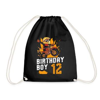 Dirt Bike Motocross 12 ans 12th Birthday Garçon - Sac de sport léger - noir - Devant