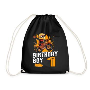 Dirt Bike Motocross 1 Years Old 1st Birthday Boy - Turnbeutel - Schwarz - Vorne