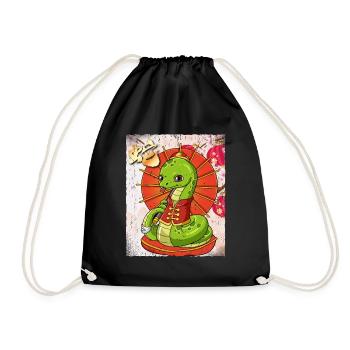 Year of the Serpent Lunar New Year Chinese - Drawstring Bag - black - Front