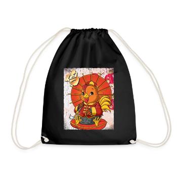 Year of the Rooster Lunar New Year Chinese - Drawstring Bag - black - Front