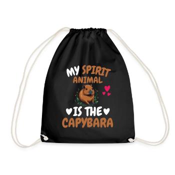 My Spiritual Animal Gift Funny Capybara - Drawstring Bag - black - Front