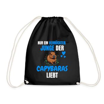 Tier Verrückter Junge Lustiges Geschenk Capybara - Turnbeutel - Schwarz - Vorne