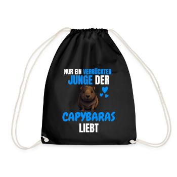 Tier Verrückter Junge Lustiges Geschenk Capybara - Turnbeutel - Schwarz - Vorne