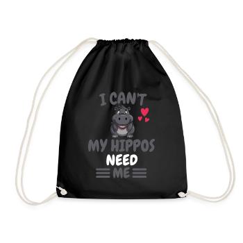 Animal Lovers Zoo Animal Funny Gift Hippo - Drawstring Bag - black - Front