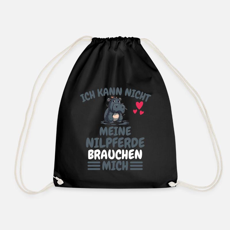 Afrika Tier Lustiges Nilpferd Geschenk Hippo - Turnbeutel - Schwarz