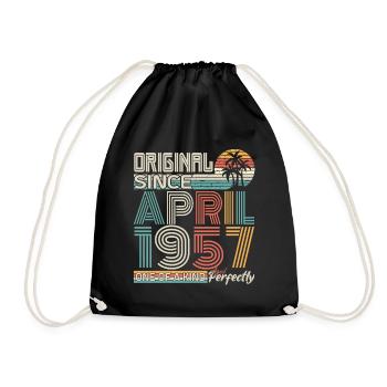April 1957 anniversary April 1957 gift 1957 - Drawstring Bag - black - Front