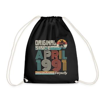 April 1991 anniversary April 1991 gift 1991 - Drawstring Bag - black - Front