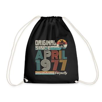 April 1977 anniversary April 1977 gift 1977 - Drawstring Bag - black - Front
