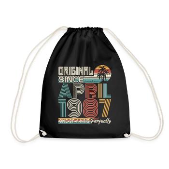 April 1987 anniversary April 1987 gift 1987 - Drawstring Bag - black - Front