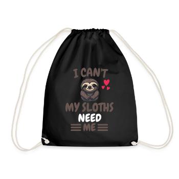 I Can't Tropical Animal Gift Sloth - Drawstring Bag - black - Front