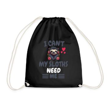 Animal Lovers Zoo Animal Funny Gift Sloth - Drawstring Bag - black - Front