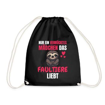 Tropisches Tier Lustiges Mädchen Geschenk Faultier - Turnbeutel - Schwarz - Vorne