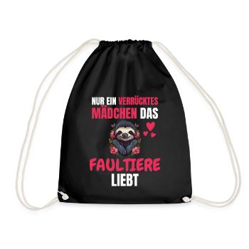 Faultier Liebhaber Mädchen Tier Geschenk Faultier - Turnbeutel - Schwarz - Vorne