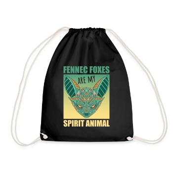 Cute Desert Fox Gift for Girls Kids - Drawstring Bag - black - Front