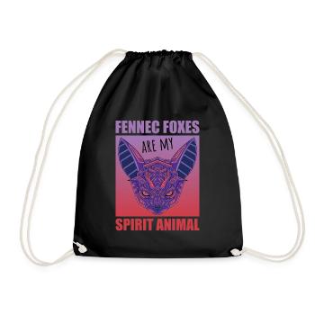Cute Desert Fox Gift for Girls Kids - Drawstring Bag - black - Front