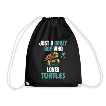 Ocean Animal Crazy Boy Gift Turtle - Drawstring Bag - black - Front