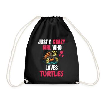 Crazy Girl Ocean Animal Gift Turtle - Drawstring Bag - black - Front
