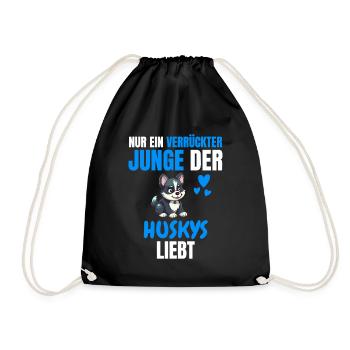 Husky Hundehalter Hunde Jungs Geschenk Husky - Turnbeutel - Schwarz - Vorne