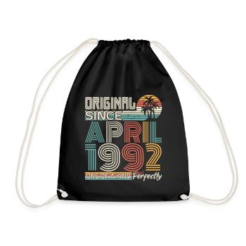 April 1992 anniversary April 1992 gift 1992 - Drawstring Bag - black - Front
