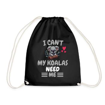 Ich kann nicht Australien Tier Geschenk Koala - Turnbeutel - Schwarz - Vorne