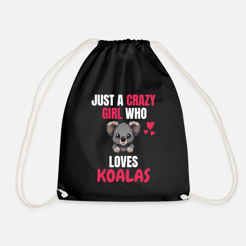 Verrücktes Mädchen Australien Tier Geschenk Koala - Turnbeutel - Schwarz
