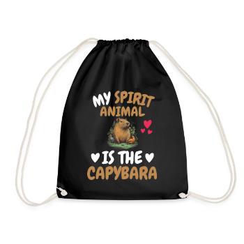 My Spiritual Animal Gift Zoo Animal Capybara - Drawstring Bag - black - Front