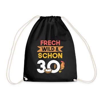 Geschenk 30 Jahre Geburtstag Huhn Hühner - Turnbeutel - Schwarz - Vorne