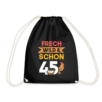Geschenk 45 Jahre Geburtstag Huhn Hühner - Turnbeutel - Schwarz - Vorne