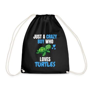 Crazy Young Sea Animal Gift Turtle - Drawstring Bag - black - Front