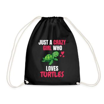 Crazy Girl Ocean Animal Gift Turtle - Drawstring Bag - black - Front