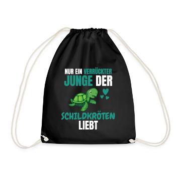 Verrückter Junge Meerestier Geschenk Schildkröte - Turnbeutel - Schwarz - Vorne