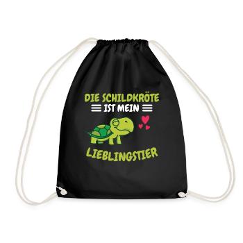 Lieblingstier Meerestier Tier Geschenk Schildkröte - Turnbeutel - Schwarz - Vorne