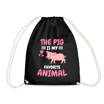 Lieblingstier Geschenk Bauernhof Tier Schwein - Turnbeutel - Schwarz - Vorne