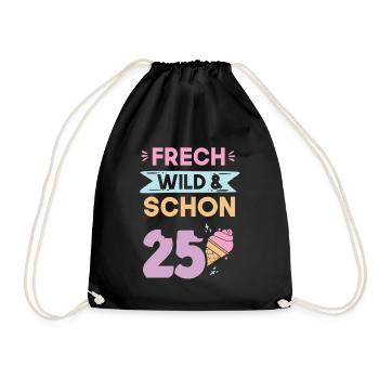 Geschenk 25 Jahre Geburtstag Eis essen - Turnbeutel - Schwarz - Vorne