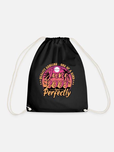 June 2003 anniversary 2003 Retro 2003 June - Drawstring Bag - black