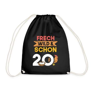 Geschenk 20 Jahre Geburtstag Huhn Hühner - Turnbeutel - Schwarz - Vorne