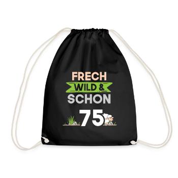 Geschenk 75 Jahre Geburtstag Schaf - Turnbeutel - Schwarz - Vorne