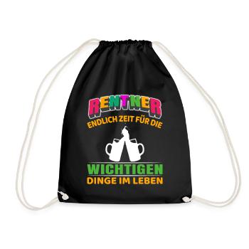 Rentner Rente Rentenbeginn Biertrinker Bier - Turnbeutel - Schwarz - Vorne