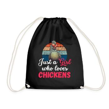 Farmer Just a Girl Who Loves Chickens Retro Chicken - Drawstring Bag - black - Front