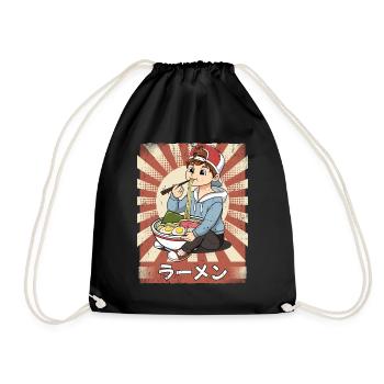 ramen boy noodle soup ramen - Drawstring Bag - black - Front