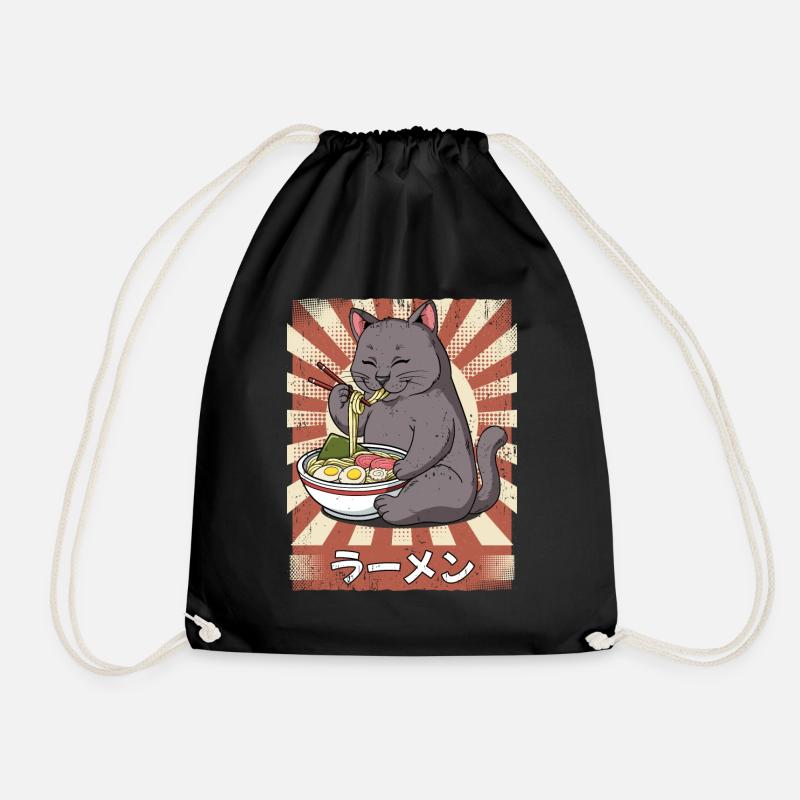 Ramen Katze Nudelsuppe Ramen - Turnbeutel - Schwarz