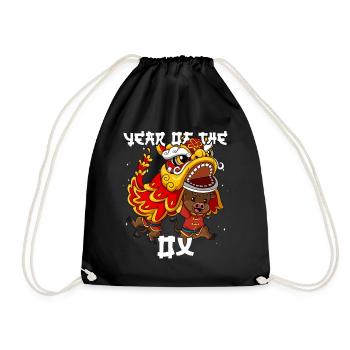 Year of the Ox Lunar New Year Chinese - Drawstring Bag - black - Front